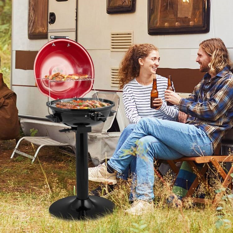 Red Double Layer Portable Electric 1600 Watt BBQ Grill FastFurnishings