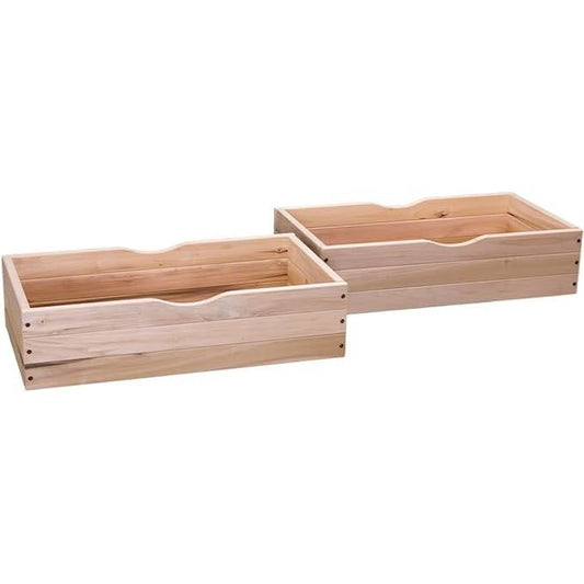 Set of 2 - Solid Wood Rolling Storage Drawers for Under Bed - Made in USA FastFurnishings