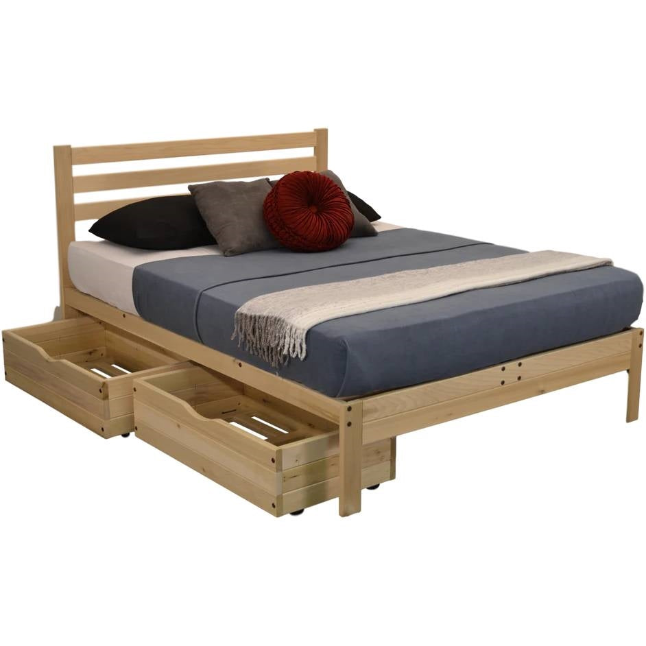 Set of 2 - Solid Wood Rolling Storage Drawers for Under Bed - Made in USA FastFurnishings
