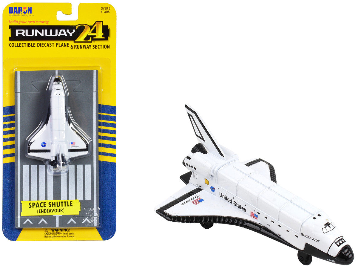 NASA "Endeavour" Space Shuttle White "United States" with Runway Section Diecast Model Airplane by Runway24-0