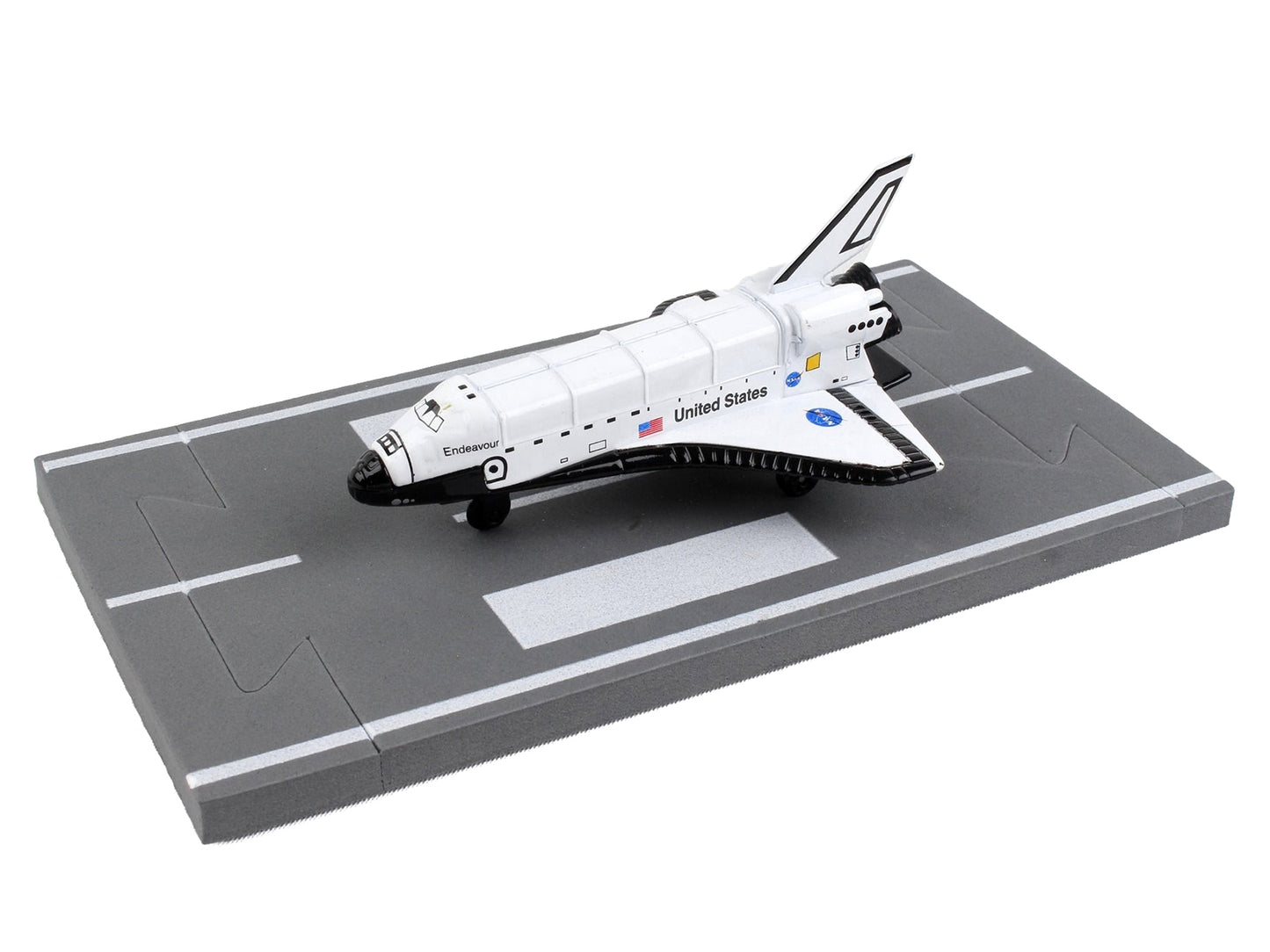 NASA "Endeavour" Space Shuttle White "United States" with Runway Section Diecast Model Airplane by Runway24