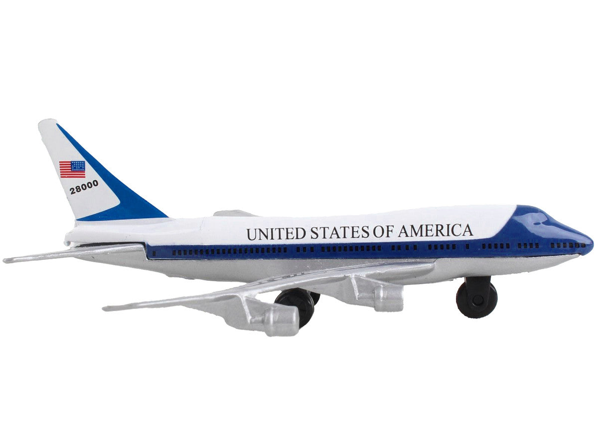 Boeing VC-25 Aircraft White and Blue "United States Air Force One" with Runway Section Diecast Model Airplane by Runway24-1