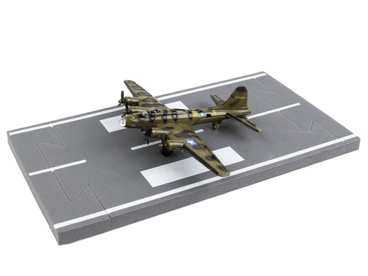 Boeing B-17 Flying Fortress Bomber Aircraft Olive Green Camouflage "United States Army Air Force" with Runway Section Diecast Model Airplane by Runway24