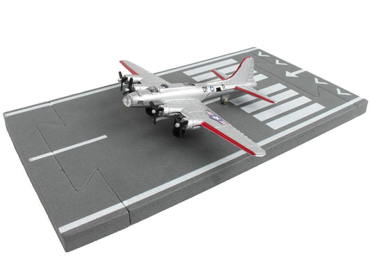 Boeing B-17 Flying Fortress Bomber Aircraft Silver Metallic "United States Army Air Force" with Runway Section Diecast Model Airplane by Runway24-1