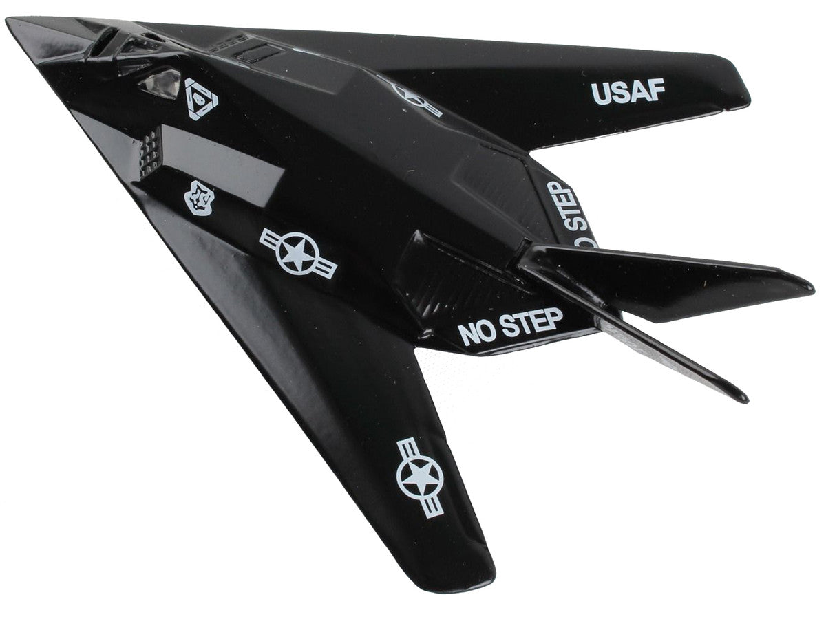 Lockheed F-117 Nighthawk Stealth Aircraft Black "United States Air Force" with Runway Section Diecast Model Airplane by Runway24-2