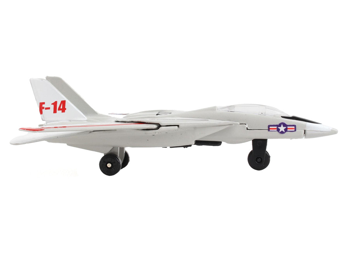 Grumman F-14 Tomcat Fighter Aircraft Gray with Red Stripes "United States Navy Test Aircraft" with Runway Section Diecast Model Airplane by Runway24-1