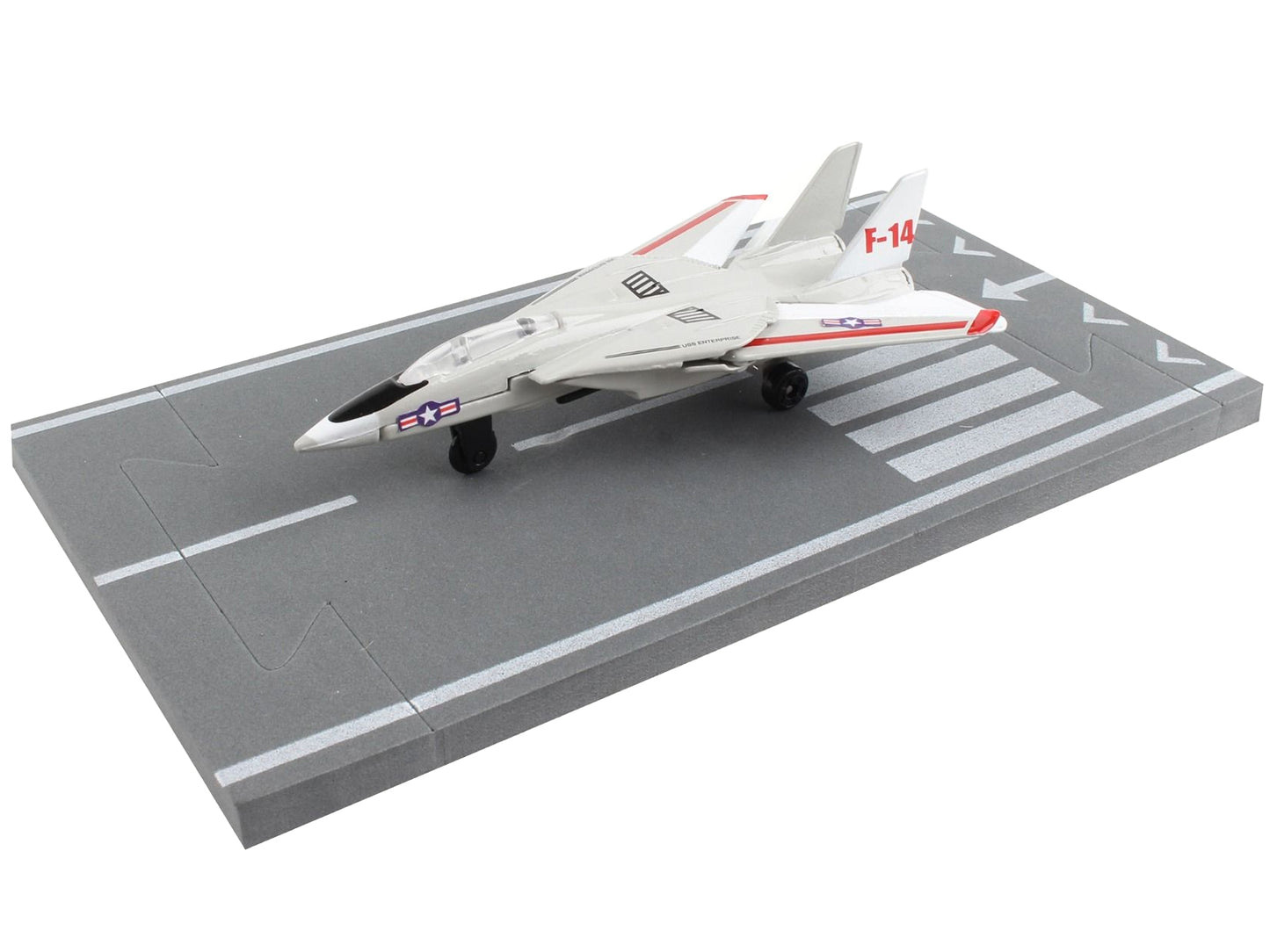 Grumman F-14 Tomcat Fighter Aircraft Gray with Red Stripes "United States Navy Test Aircraft" with Runway Section Diecast Model Airplane by Runway24