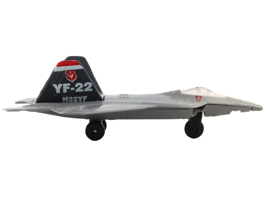 Lockheed Martin F-22 Raptor Stealth Aircraft Gray "United States Air Force YF-22" with Runway Section Diecast Model Airplane by Runway24-1