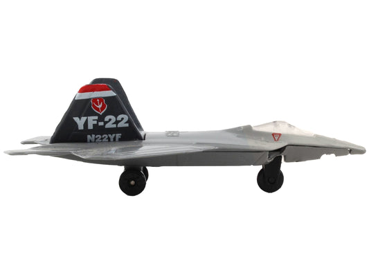 Lockheed Martin F-22 Raptor Stealth Aircraft Gray "United States Air Force YF-22" with Runway Section Diecast Model Airplane by Runway24
