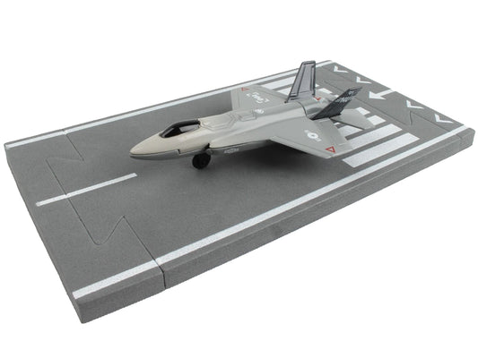 Lockheed Martin F-35 Lightning II Aircraft Gray "Joint Strike Fighter" with Runway Section Diecast Model Airplane by Runway24