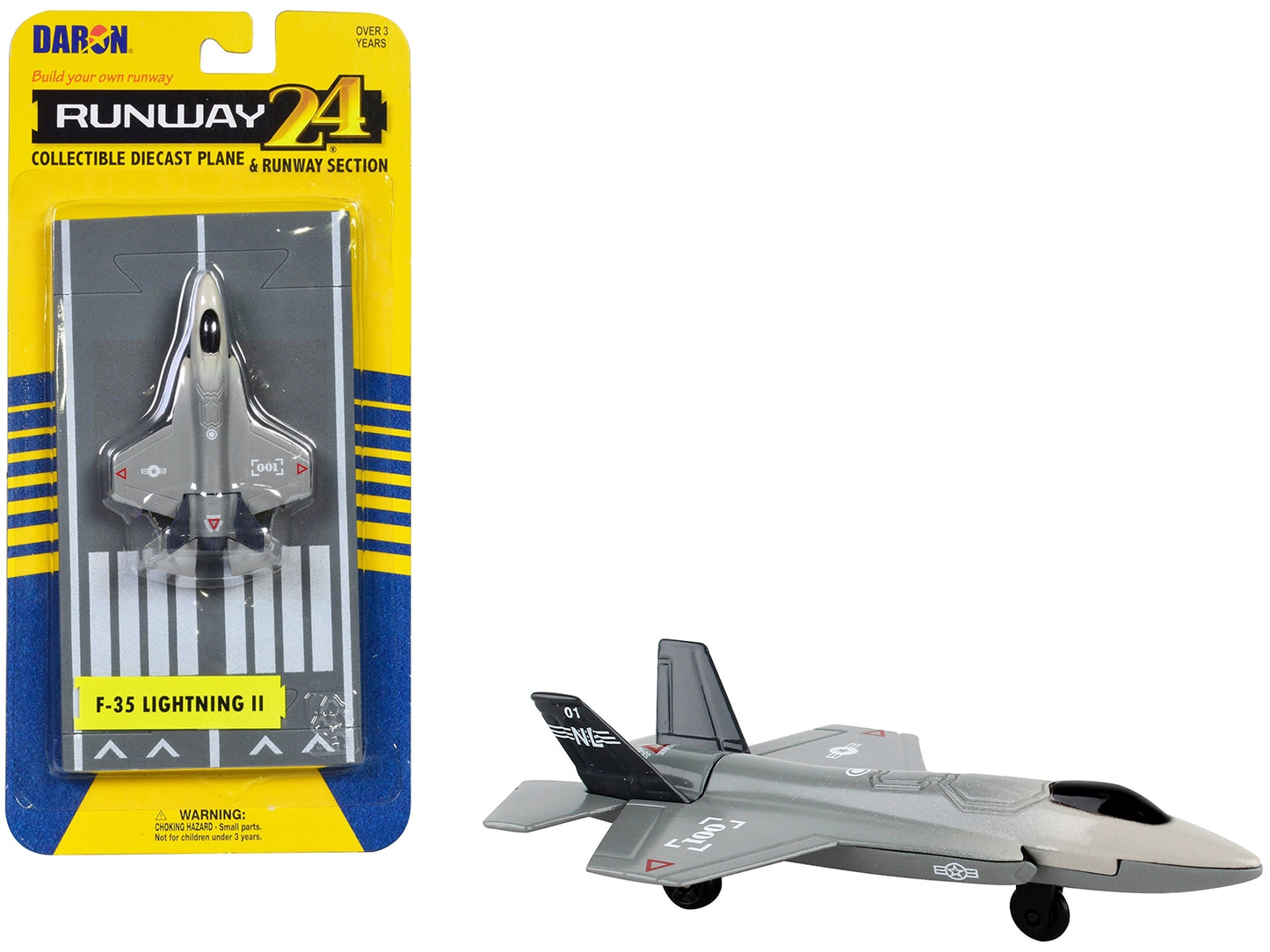Lockheed Martin F-35 Lightning II Aircraft Gray "Joint Strike Fighter" with Runway Section Diecast Model Airplane by Runway24