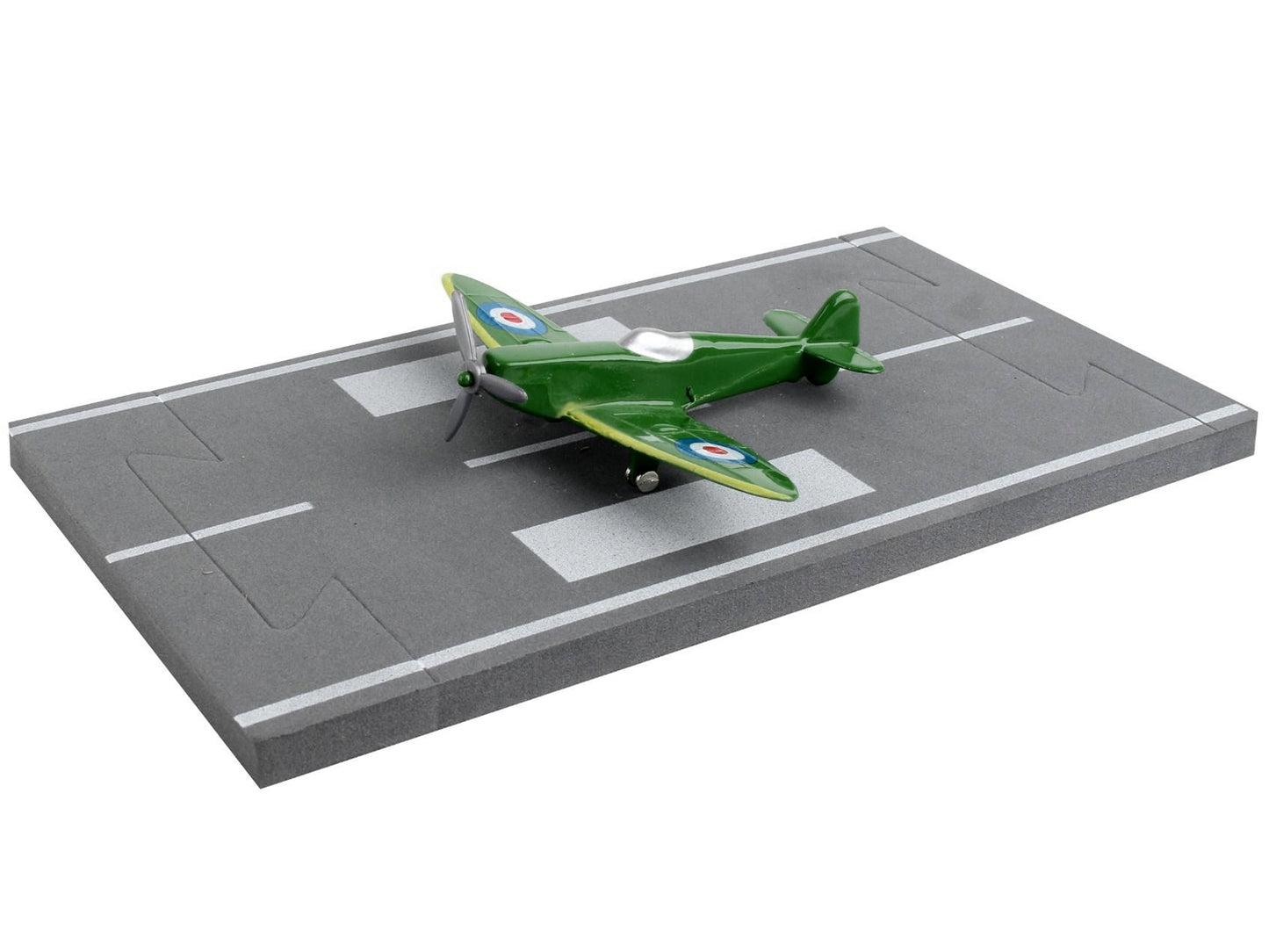 Supermarine Spitfire Fighter Aircraft Green "Royal Air Force" with Runway Section Diecast Model Airplane by Runway24
