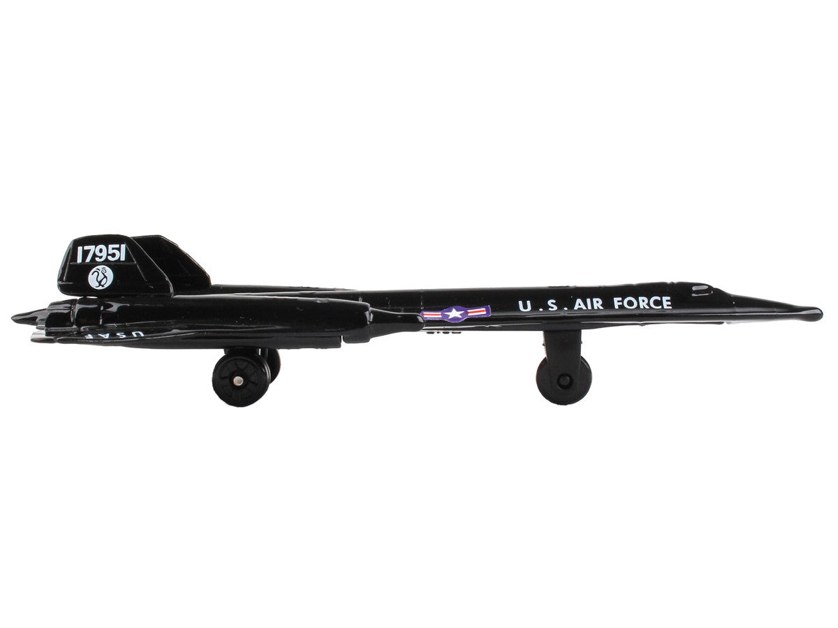 Lockheed SR-71 Blackbird Aircraft Black "United States Air Force" with Runway Section Diecast Model Airplane by Runway24-1