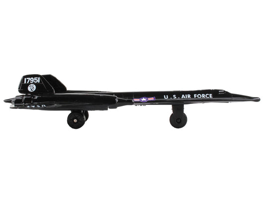 Lockheed SR-71 Blackbird Aircraft Black "United States Air Force" with Runway Section Diecast Model Airplane by Runway24-1