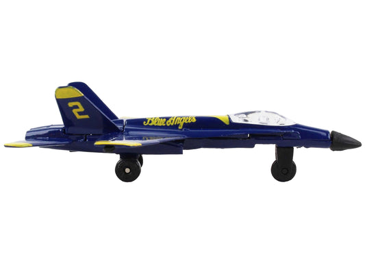 McDonnell Douglas F/A-18A Hornet Fighter Aircraft Blue "United States Navy Blue Angels #2" with Runway 24 Sign Diecast Model Airplane by Runway24