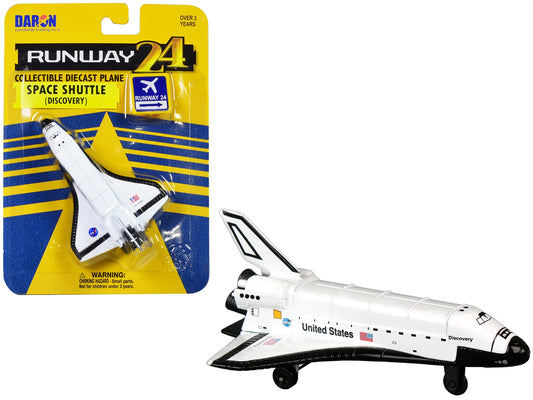 NASA "Discovery" Space Shuttle White "United States" with Runway 24 Sign Diecast Model Airplane by Runway24