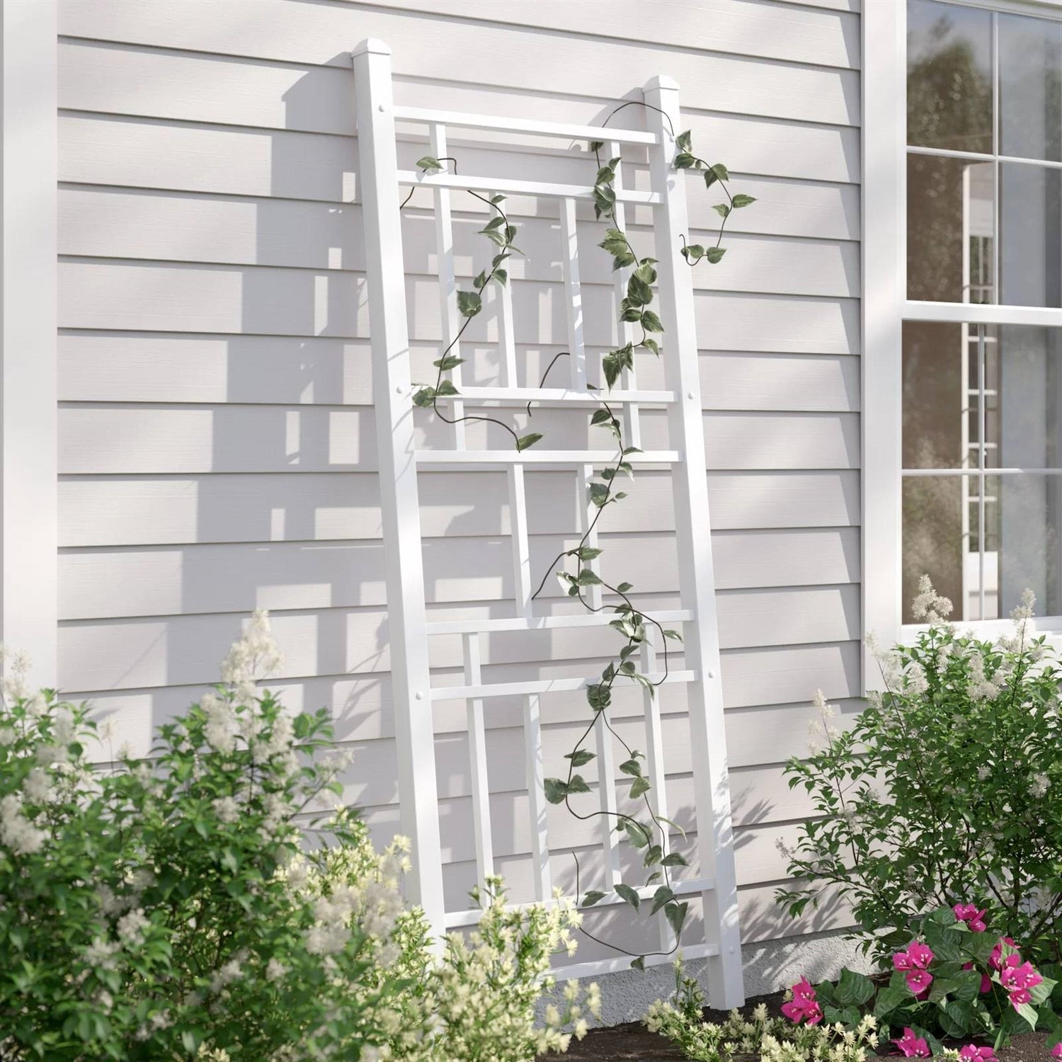 75-inch White Vinyl Outdoor Garden Trellis - Made in USA FastFurnishings