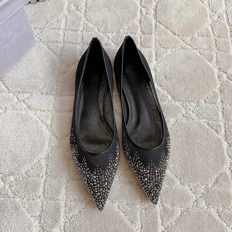 Women's high heels and single shoes for spring and summer  new mesh diamond fashion banquet pointed women's shallow mouth shoes Pi-Mart