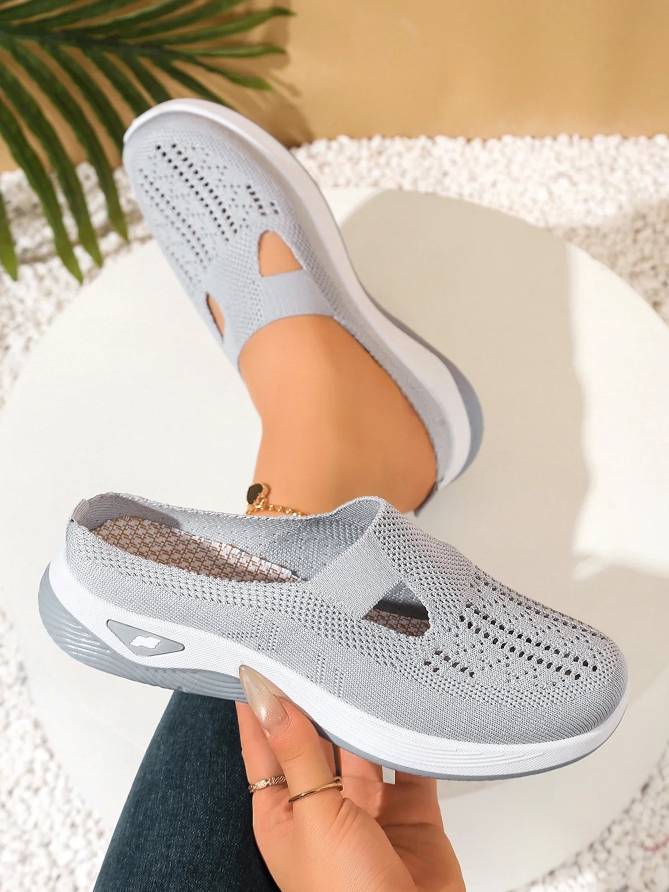 Women's Indoor Home Half Slippers, Breathable Vent Design Slip On Summer Casual Footwear, Daily Slip-on Sandals for Household LadyShow.Store
