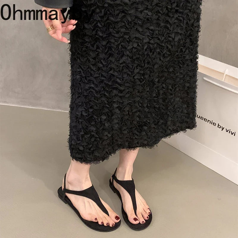 Summer Clip Toe Women Gladiator Sandals Casual Beach Vacation Shoes Ladies Elegant Dress Flats Sandalias LadyShow.Store
