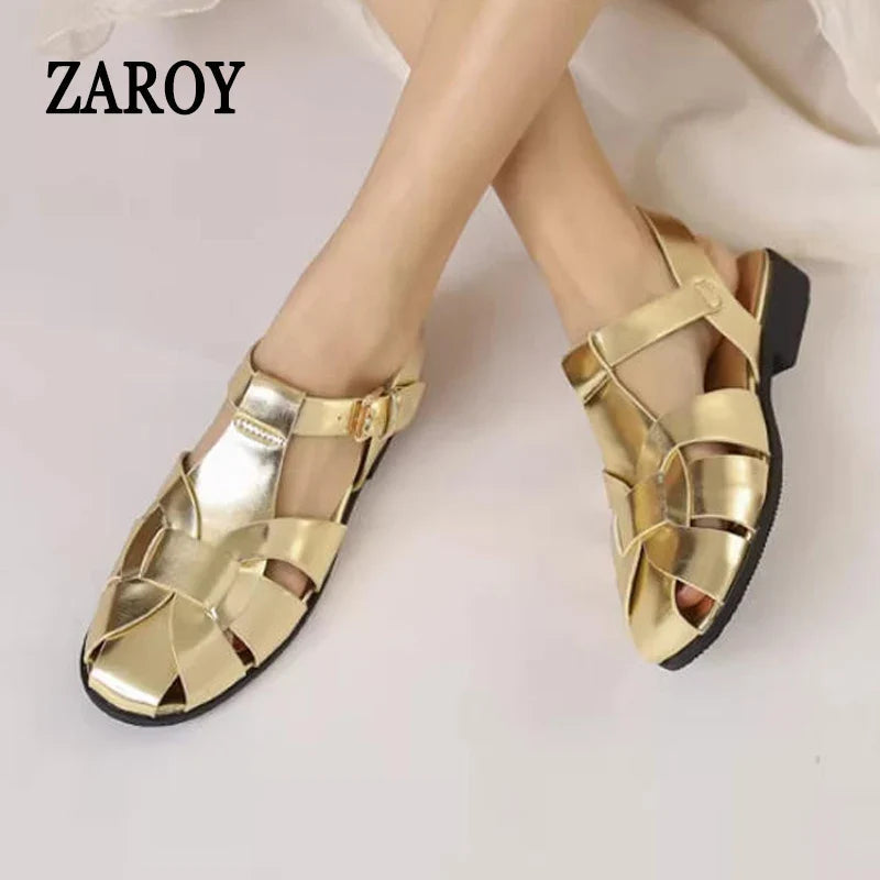 ZAROY Women Sandals Summer 2026 Newest Female Shoes Elegant Office Ladies Sandals Casual Soft Beach Flat Sandalias Roman Zapatos LadyShow.Store