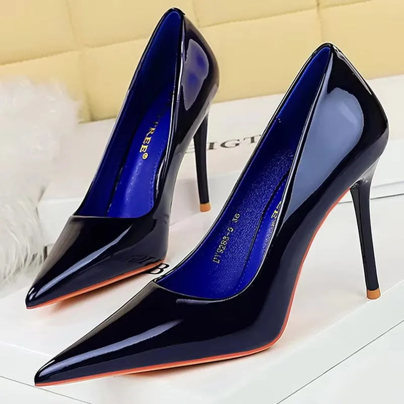 BIGTREE Shoes Patent Leather Women Pumps Sexy High Heels Pointed Lady Party Shoes Stilettos Women Heels Fashion Wedding Shoes Pi-Mart