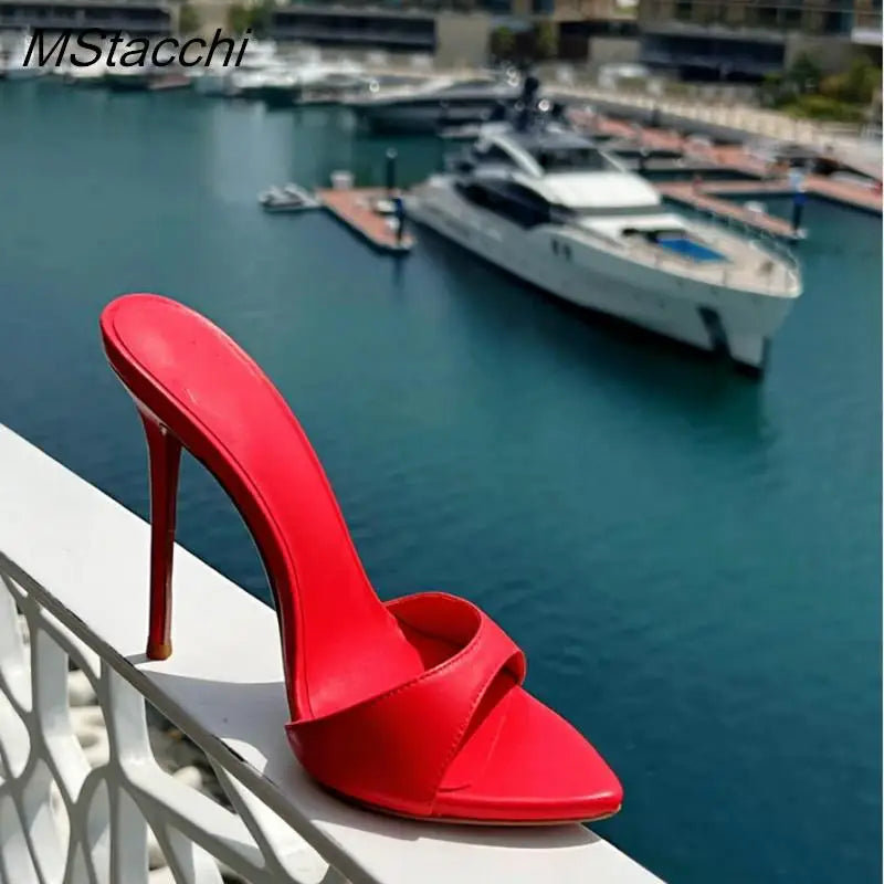Super-high Heel Slippers Women Shoes Summer Peep Toe Mixed Colors Stiletto Sandals Sexy Party Ladies Shoes Luxury Woman Pumps LadyShow.Store