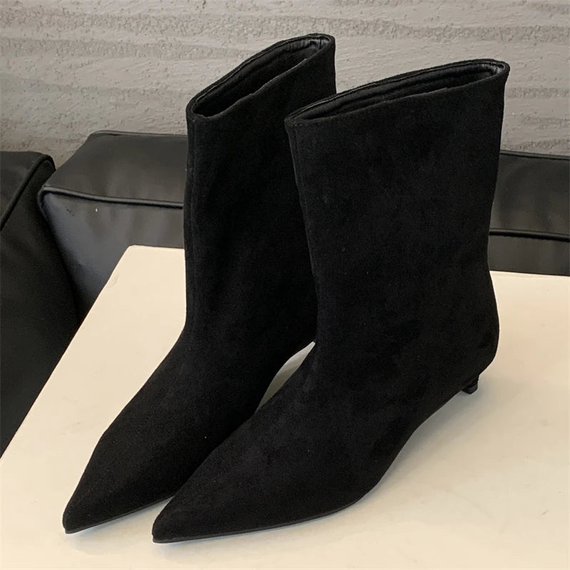 Eilyken Autumn Winter Pointed Toe Ankle  Boots Women Designer Vintage Thin Low Heel Shoes Modern SHort Botas Zapatos De Mujer LadyShow.Store
