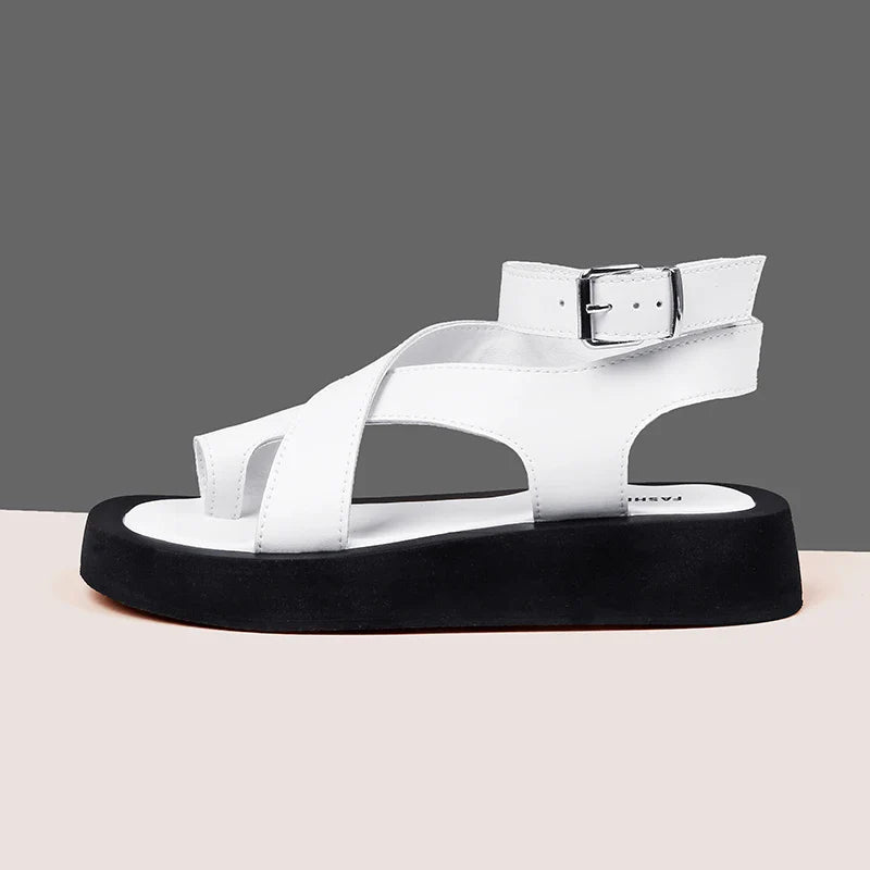 AIYUQI Sandals Women Genuine Leather 2026 Summer New Clip Toe Sandals Ladies Roman Women Shoes Muffin Sandals WHS MTO LadyShow.Store