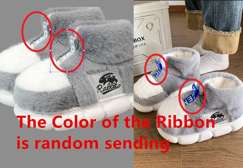 2025 Women's Winter Warm Shoes Plush Lining Indoor Slippers Couples Platform Heel High Top Snow Boots Female Male Home Slipper LadyShow.Store