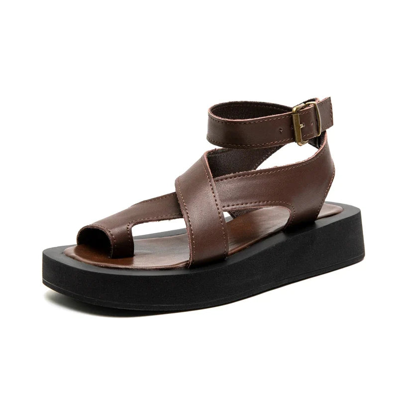 AIYUQI Sandals Women Genuine Leather 2026 Summer New Clip Toe Sandals Ladies Roman Women Shoes Muffin Sandals WHS MTO LadyShow.Store