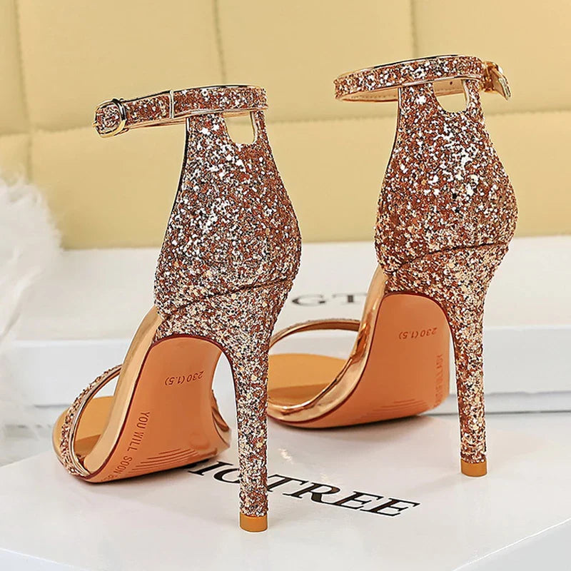 BIGTREE Shoes Sexy High Heels Women Pumps Sparkle Sequins Stiletto Heels 10 Cm Party Shoes Women Heels Summer Women Sandals New Pi-Mart