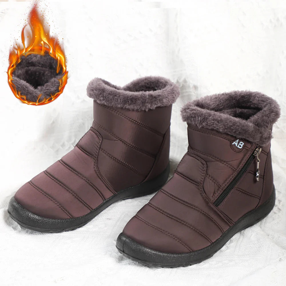 Winter Women Boots Waterproof Snow Boots Plus Size Casual Flat Women Casual Shoes Warm Fur Female Boots Antislip Cotton Shoes LadyShow.Store