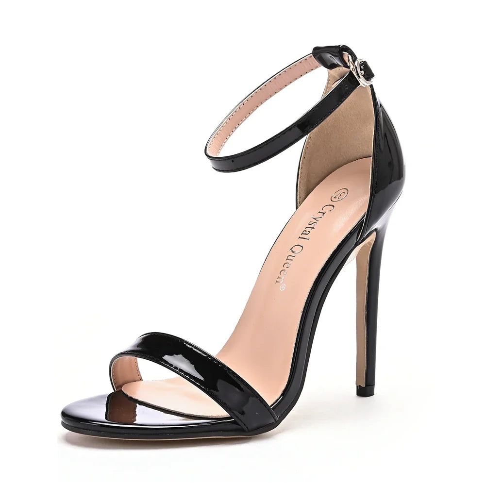 Crystal Queen Sexy Black  Women Dress Sandals Fashion 11CM Spike High Heel Lady Party Shoes Plus Big Size 10 45 47 LadyShow.Store
