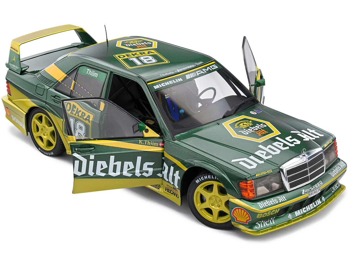 Mercedes-Benz 190 EVO II #18 Kurt Thiim "DTM (Deutsche Tourenwagen Meisterschaft)" (1992) "Competition" Series 1/18 Diecast Model Car by Solido