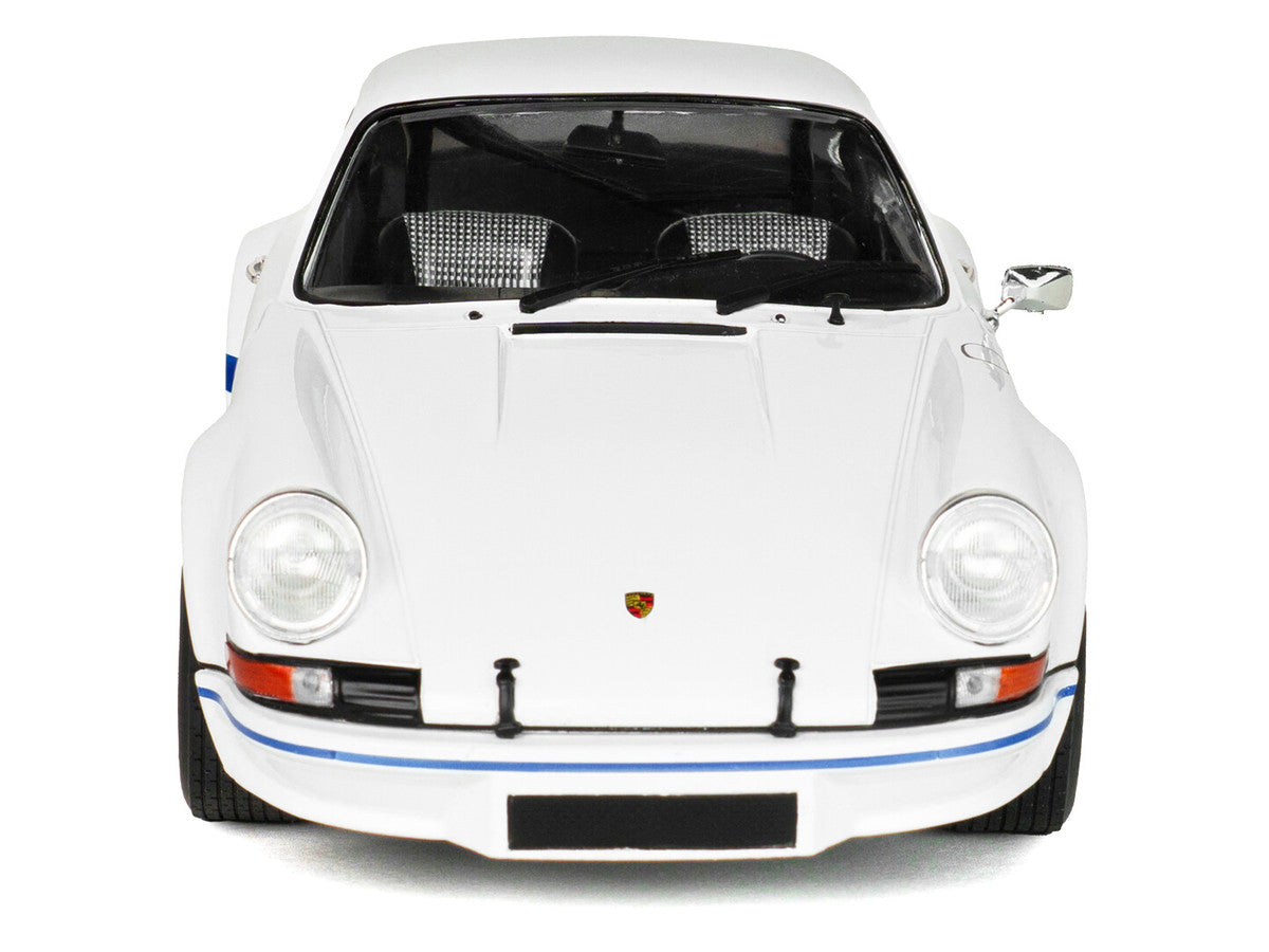 1973 Porsche 911 RSR Carrera White with Blue Stripes 1/18 Diecast Model Car by Solido Solido