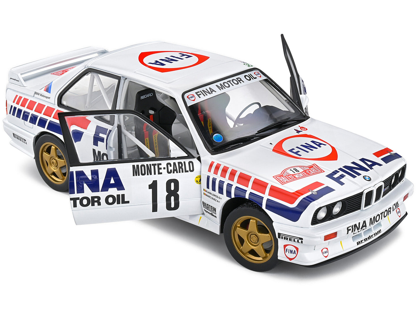 BMW E30 M3 Gr.A #18 Marc Duez - Alain Lopes "Rally Monte-Carlo" (1989) "Competition" Series 1/18 Diecast Model Car by Solido