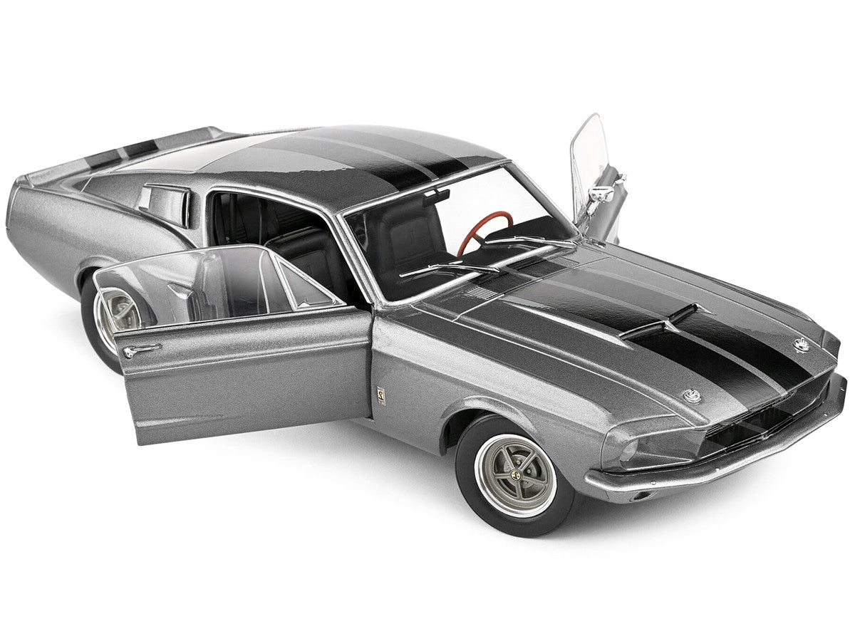 1967 Shelby GT500 Gray Metallic with Black Stripes 1/18 Diecast Model Car by Solido Solido