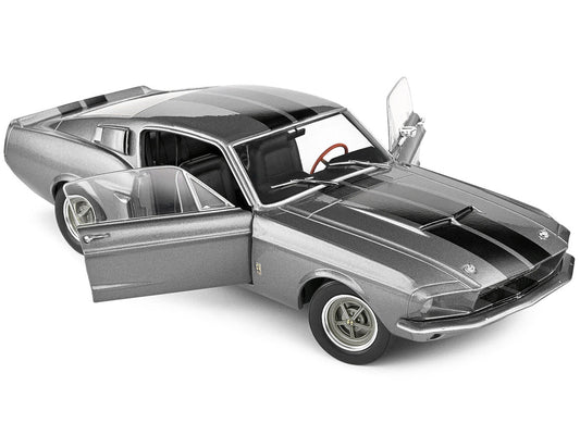 1967 Shelby GT500 Gray Metallic with Black Stripes 1/18 Diecast Model Car by Solido Solido
