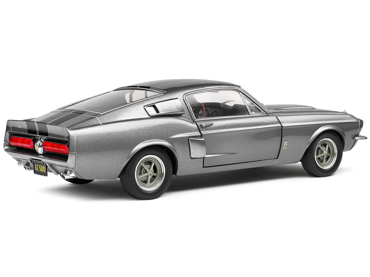 1967 Shelby GT500 Gray Metallic with Black Stripes 1/18 Diecast Model Car by Solido Solido