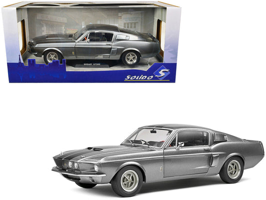 1967 Shelby GT500 Gray Metallic with Black Stripes 1/18 Diecast Model Car by Solido Solido