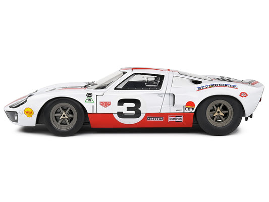 Ford GT40 MK1 #3 "Eric Dean Design" White with Red and Black Stripes "Competition" Series 1/18 Diecast Model Car by Solido