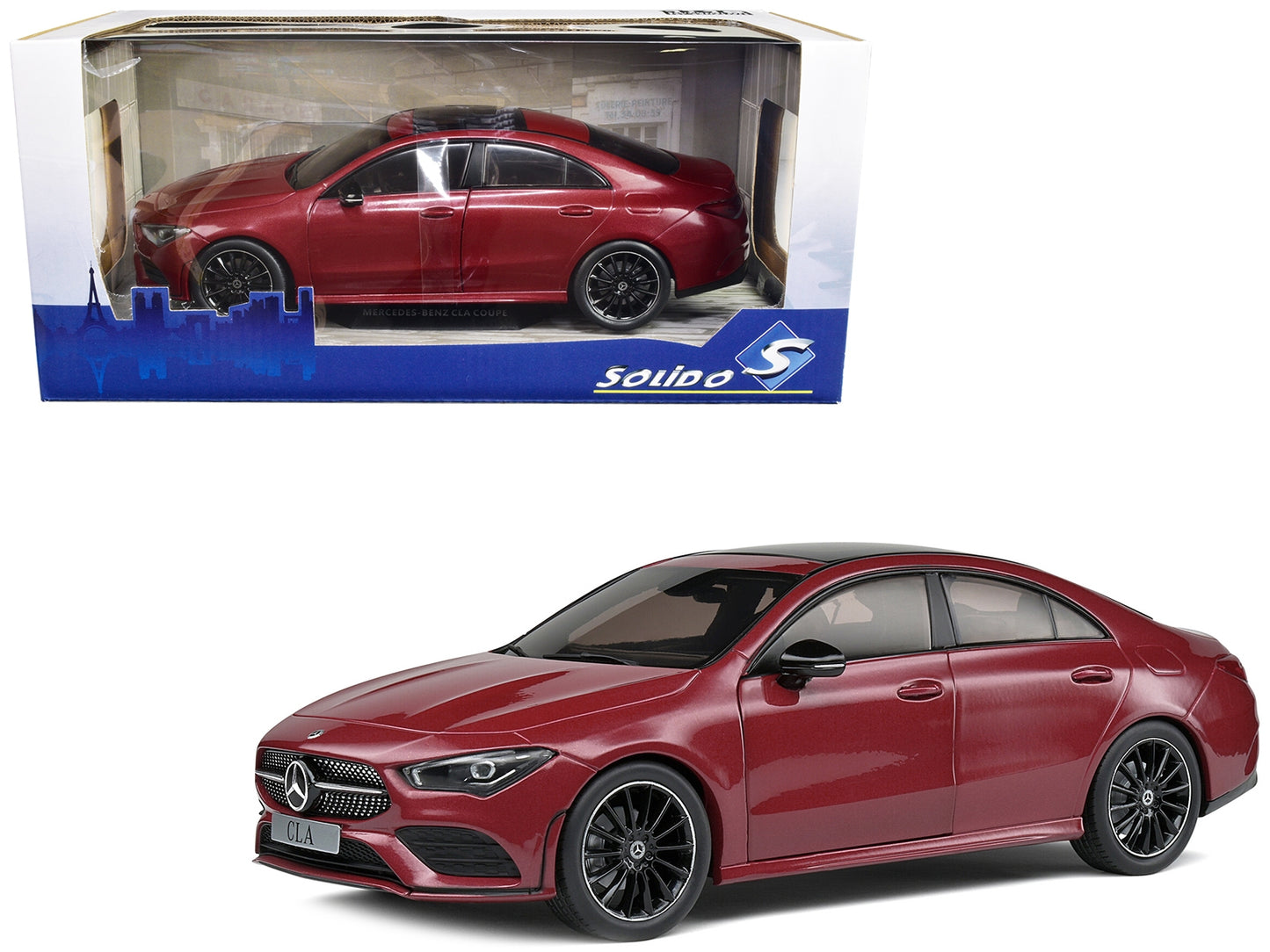 2019 Mercedes-Benz CLA C118 Coupe Rouge Patagonie Red Metallic with Sunroof 1/18 Diecast Model Car by Solido