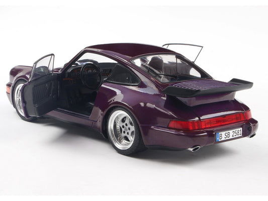 1990 Porsche 911 (964) Turbo Violet Blue Metallic 1/18 Diecast Model Car by Solido-1