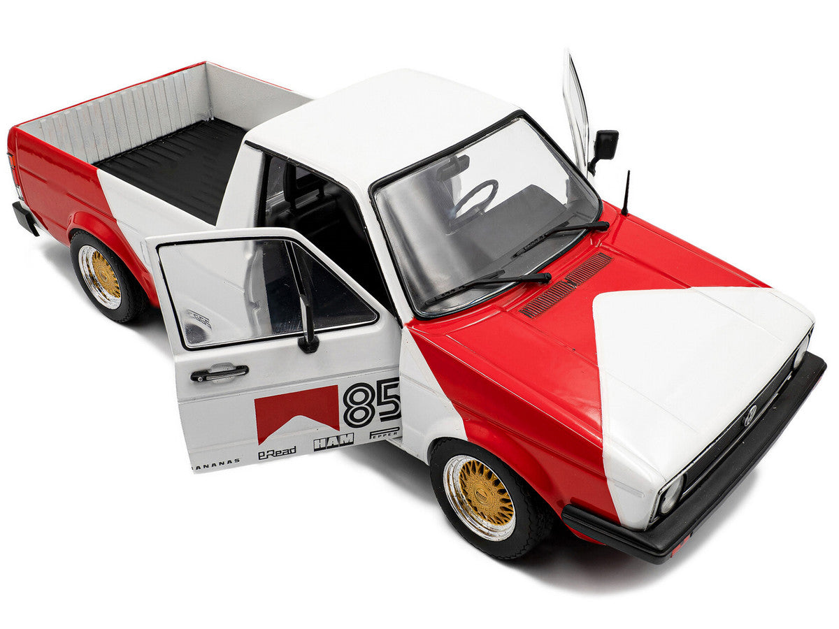 1983 Volkswagen Caddy MK 1 Pickup Truck "Red Cowboy Racing Tribute" White and Red 1/18 Diecast Model Car by Solido Solido