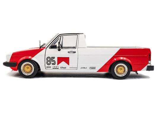 1983 Volkswagen Caddy MK 1 Pickup Truck "Red Cowboy Racing Tribute" White and Red 1/18 Diecast Model Car by Solido Solido