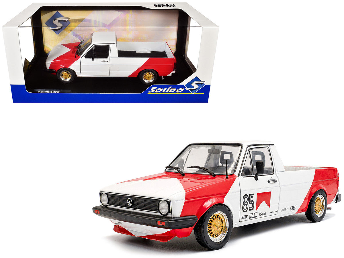 1983 Volkswagen Caddy MK 1 Pickup Truck "Red Cowboy Racing Tribute" White and Red 1/18 Diecast Model Car by Solido Solido