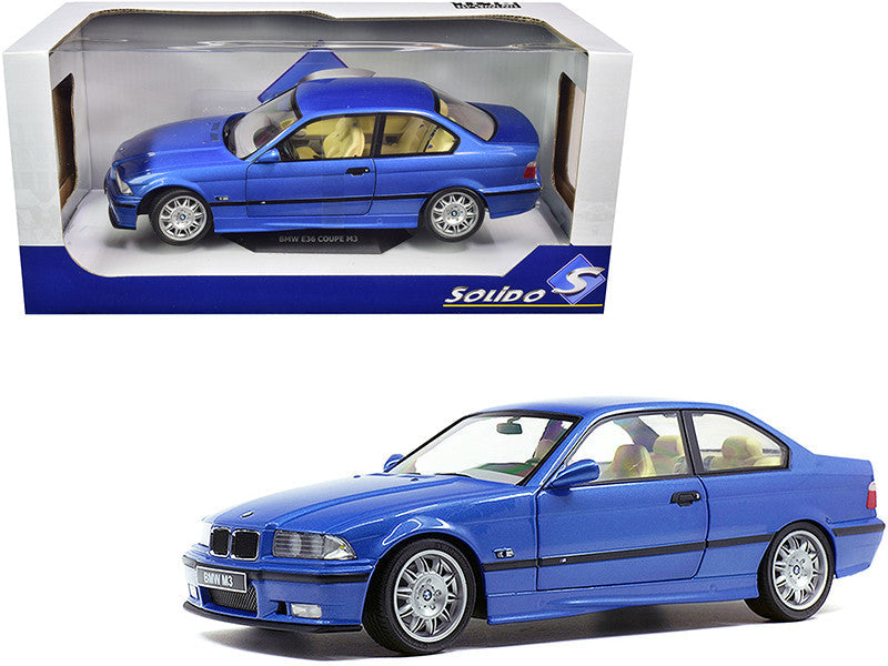1994 BMW E36 M3 Blue Estoril Metallic 1/18 Diecast Model Car by Solido Solido