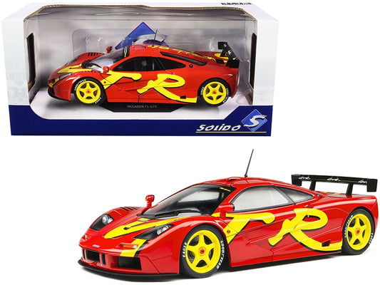 1996 McLaren F1 GTR Short Tail Launch Livery Red with Yellow Graphics 1/18 Diecast Model Car by Solido