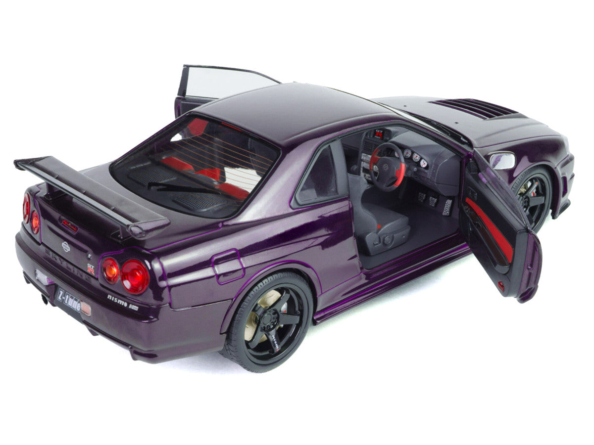 1999 Nissan Skyline GT-R (R34) Z-Tune RHD (Right Hand Drive) Midnight Purple Metallic 1/18 Diecast Model Car by Solido Solido